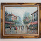 Original painting on canvas cityscape, Paris street view, Signed, framed