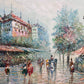 Original painting on canvas cityscape, Paris street view, Signed, framed