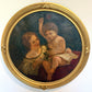 Antique 19th c. Mother & Child Oil Painting in Gilt Frame Victorian Continental