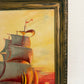 Original Vintage Oil Painting by Klekner (1962) – Tall Ship at Sunset, Seascape