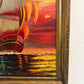 Original Vintage Oil Painting by Klekner (1962) – Tall Ship at Sunset, Seascape