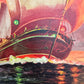 Original Vintage Oil Painting by Klekner (1962) – Tall Ship at Sunset, Seascape