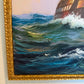 Tall Ship Seascape Oil Painting on canvas Clipper Ship Nautical Art Framed