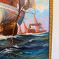 Tall Ship Seascape Oil Painting on canvas Clipper Ship Nautical Art Framed
