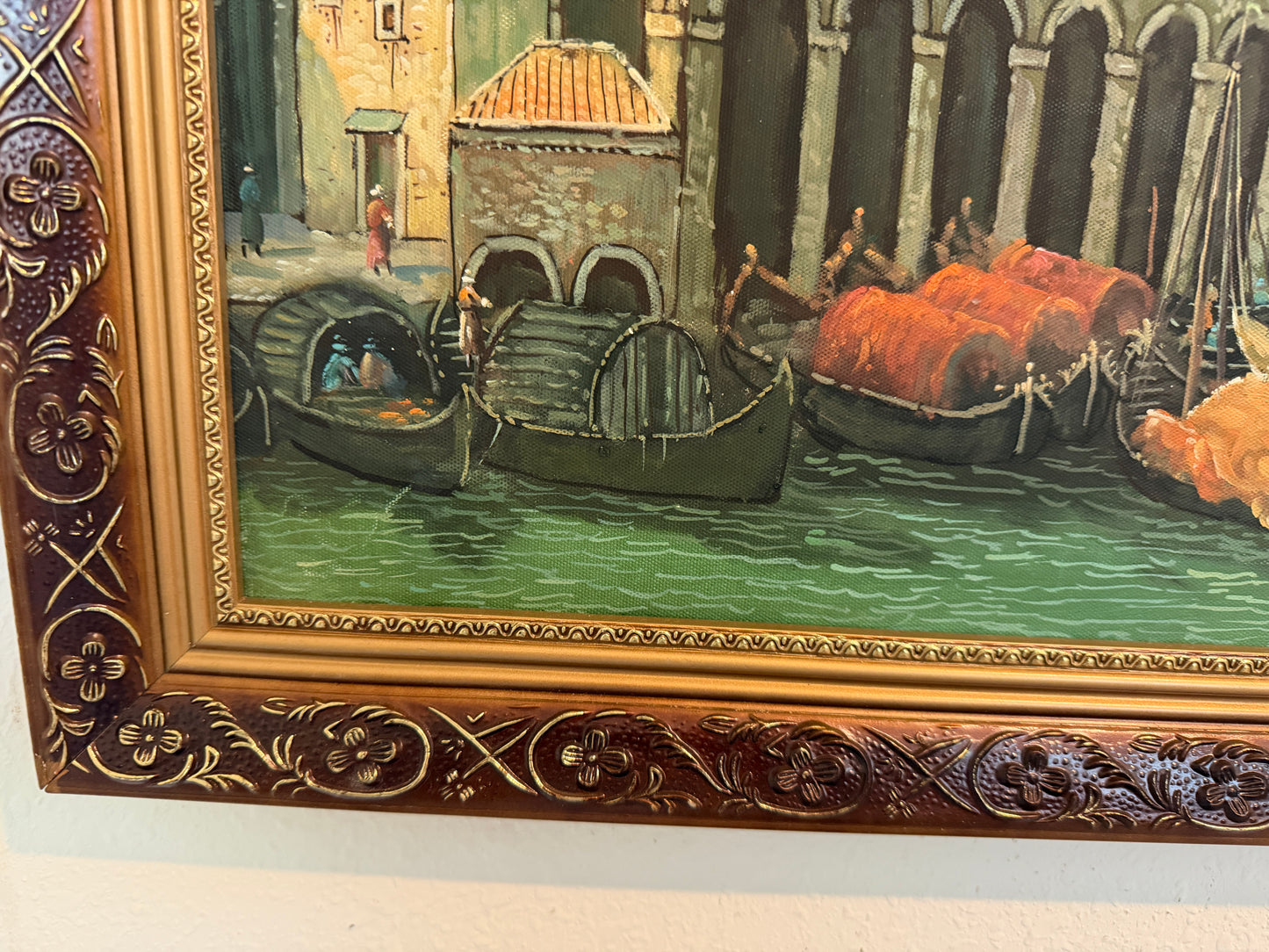 Venice Grand Canal Original Oil Painting by S.Hofner Vintage Large Framed Art