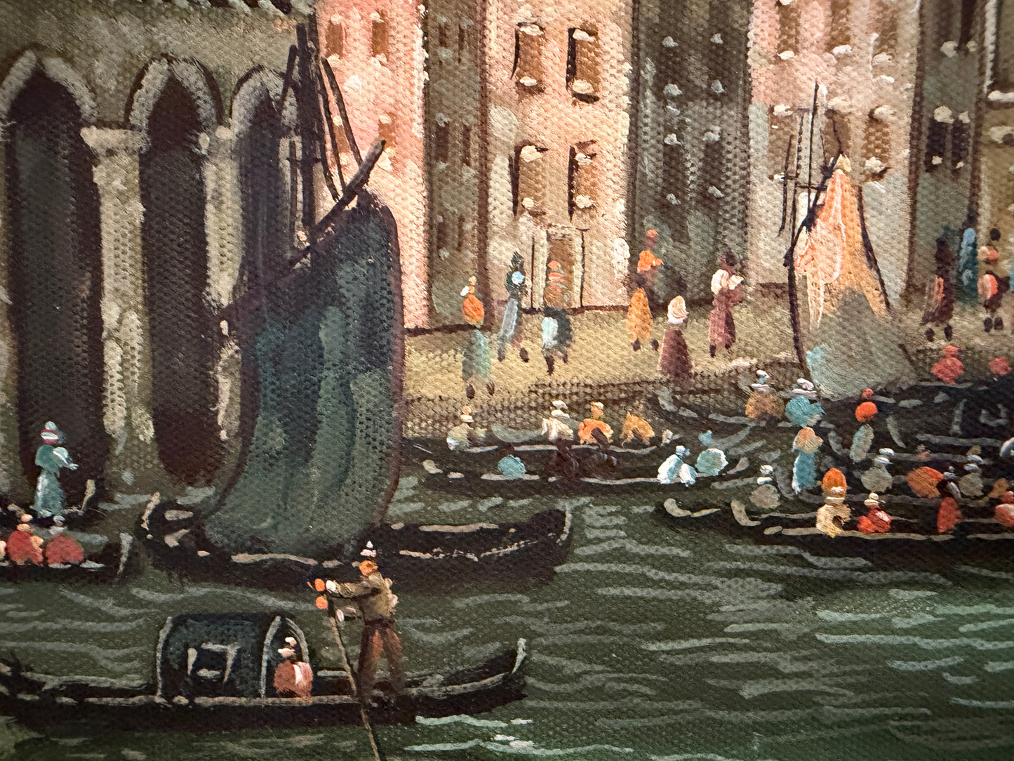 Venice Grand Canal Original Oil Painting by S.Hofner Vintage Large Framed Art