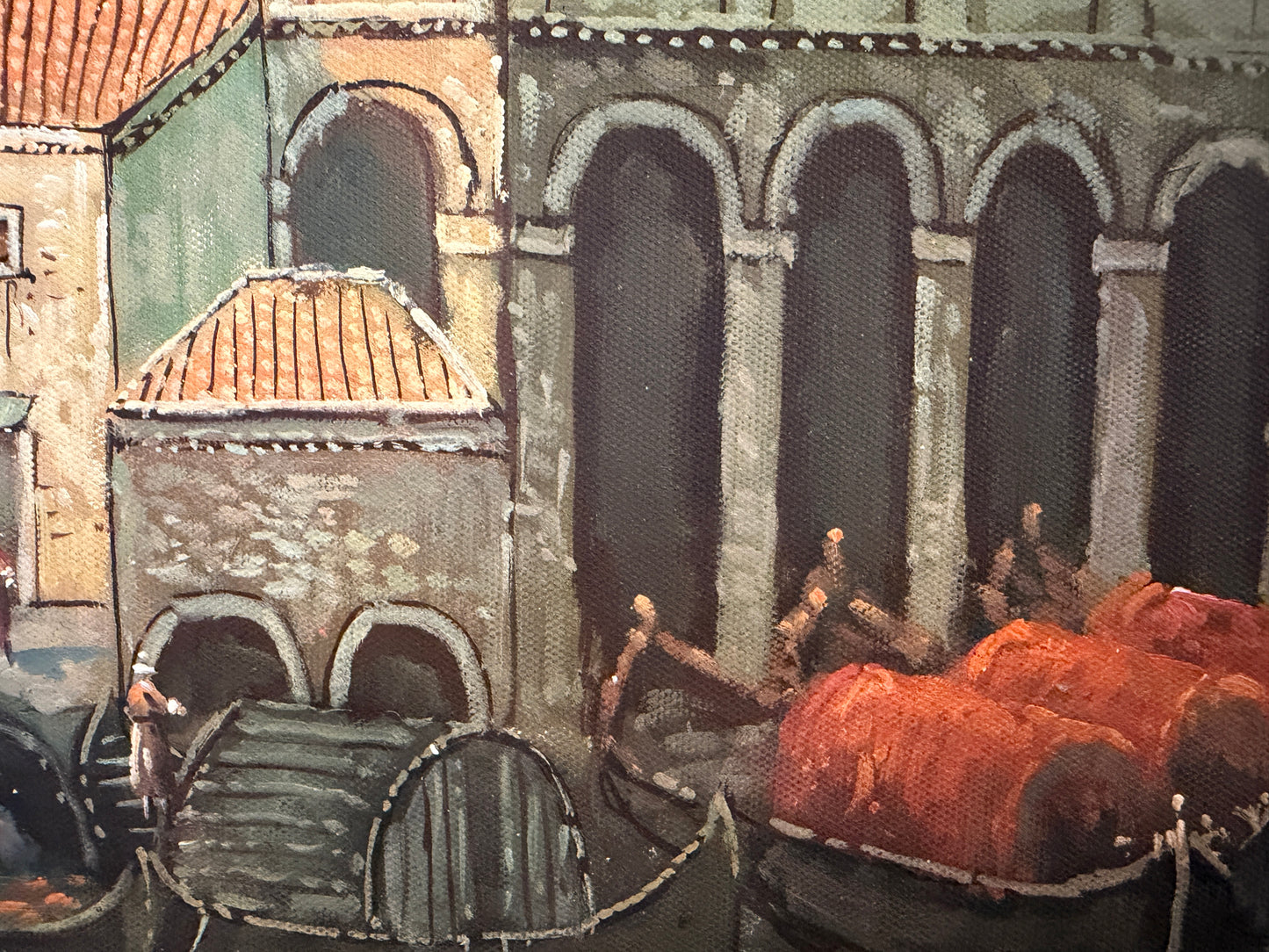 Venice Grand Canal Original Oil Painting by S.Hofner Vintage Large Framed Art