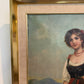 Antique Italian Oil Painting Young Woman with Fruit Basket Mediterranean Scene