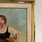 Antique Italian Oil Painting Young Woman with Fruit Basket Mediterranean Scene