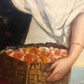Antique Italian Oil Painting Young Woman with Fruit Basket Mediterranean Scene