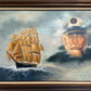 Surreal Maritime Oil Painting Tall Ship & Sea Captain Portrait Signed B. Wilder