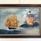 Surreal Maritime Oil Painting Tall Ship & Sea Captain Portrait Signed B. Wilder