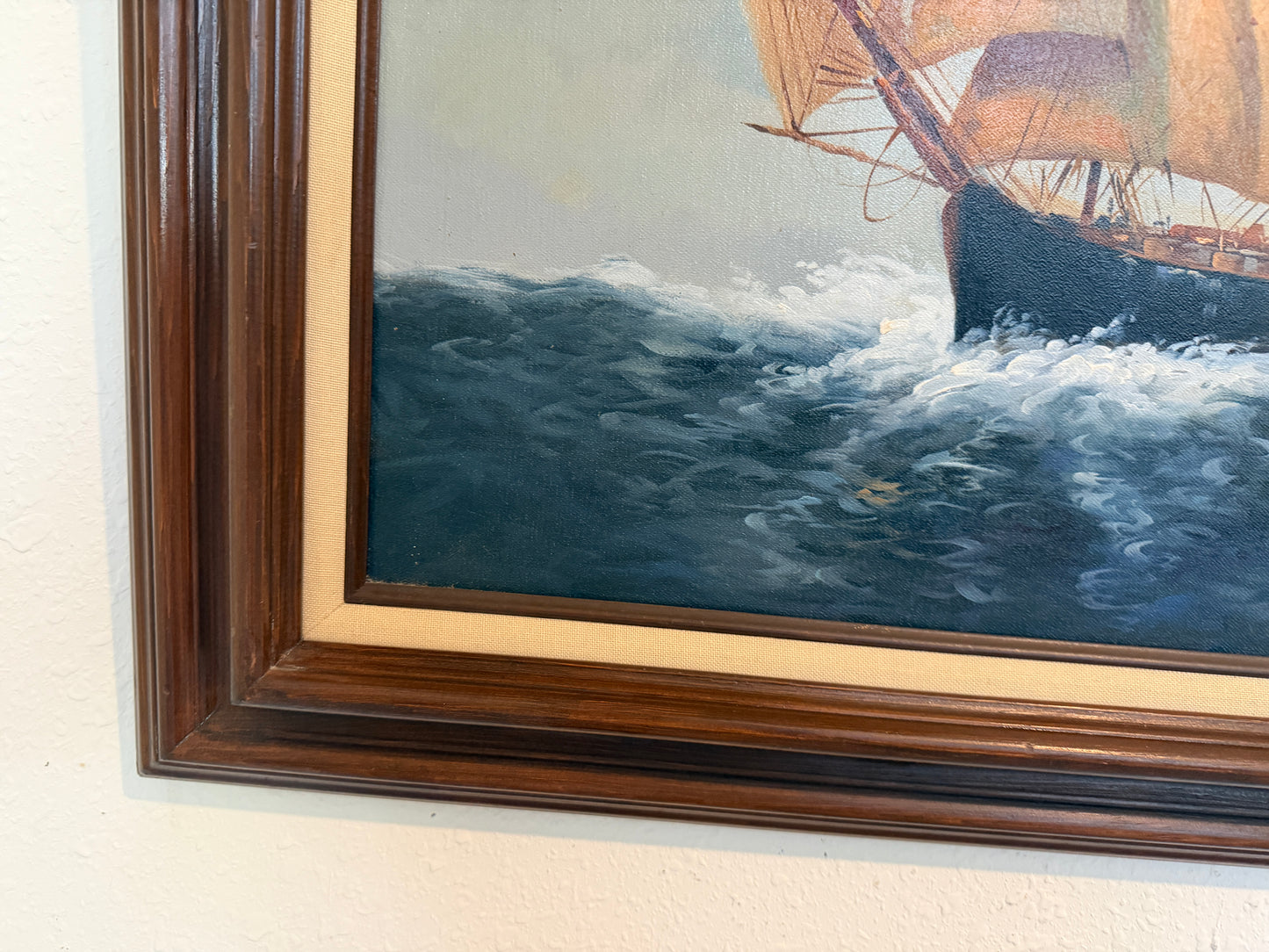 Surreal Maritime Oil Painting Tall Ship & Sea Captain Portrait Signed B. Wilder