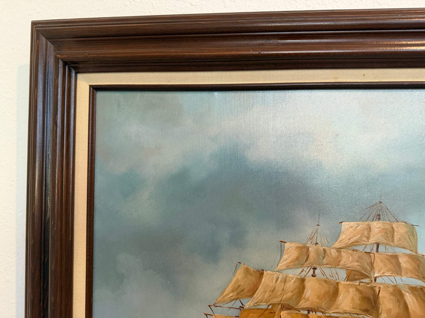 Surreal Maritime Oil Painting Tall Ship & Sea Captain Portrait Signed B. Wilder