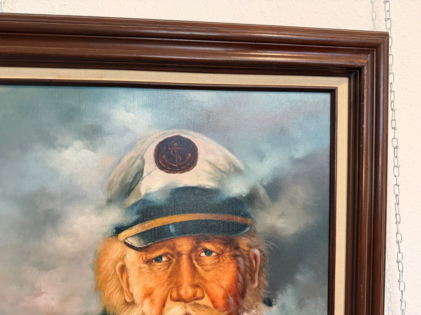 Surreal Maritime Oil Painting Tall Ship & Sea Captain Portrait Signed B. Wilder
