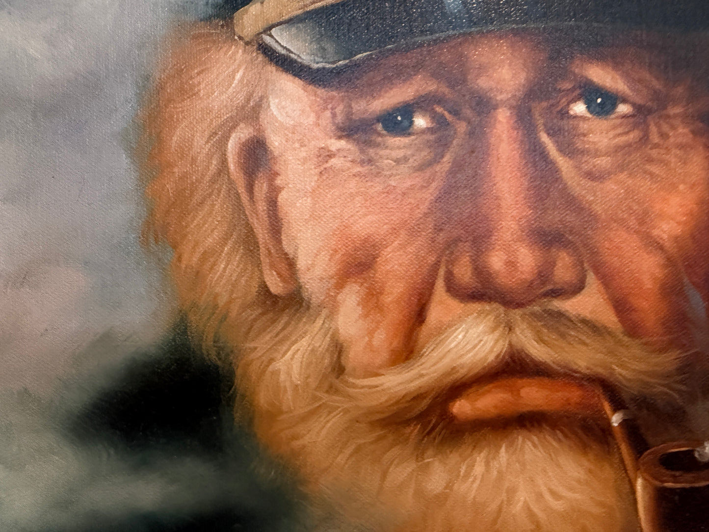 Surreal Maritime Oil Painting Tall Ship & Sea Captain Portrait Signed B. Wilder