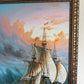 Original Oil Painting Tall Ship at Sea Framed Maritime Seascape