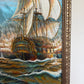 Original Oil Painting Tall Ship at Sea Framed Maritime Seascape