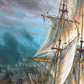 Original Oil Painting Tall Ship at Sea Framed Maritime Seascape