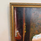 Victorian Style Interior Oil Painting Elegant Lady in Pink Gown, Framed