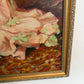 Victorian Style Interior Oil Painting Elegant Lady in Pink Gown, Framed