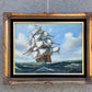 Signed Soyco Original Oil Painting on Canvas Seascape, Sailing Ship, framed