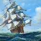 Signed Soyco Original Oil Painting on Canvas Seascape, Sailing Ship, framed