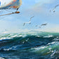 Signed Soyco Original Oil Painting on Canvas Seascape, Sailing Ship, framed