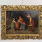 Signed Antique Dutch School original Genre oil painting on canvas, Ornate Frame