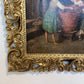 Signed Antique Dutch School original Genre oil painting on canvas, Ornate Frame