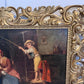 Signed Antique Dutch School original Genre oil painting on canvas, Ornate Frame