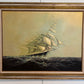 Heston Large Original oil painting on canvas, Seascape, Sailing Ship, Framed