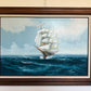 Listed Artist Hewett Jackson Original Oil Painting  Tall Ship Seascape  Framed