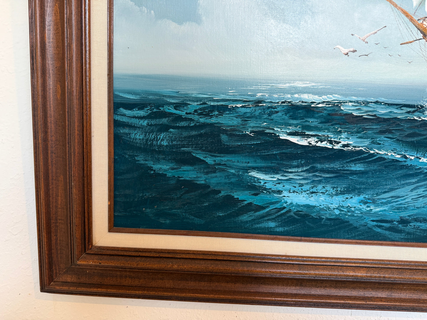 Listed Artist Hewett Jackson Original Oil Painting  Tall Ship Seascape  Framed