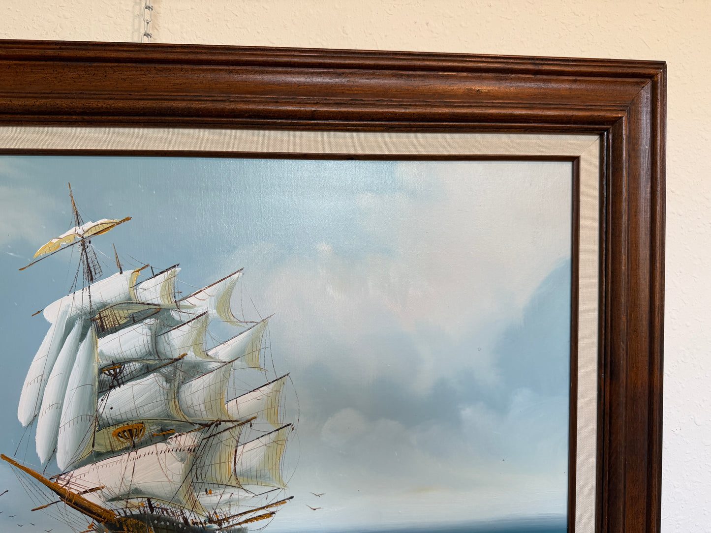 Listed Artist Hewett Jackson Original Oil Painting  Tall Ship Seascape  Framed