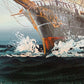 Listed Artist Hewett Jackson Original Oil Painting  Tall Ship Seascape  Framed