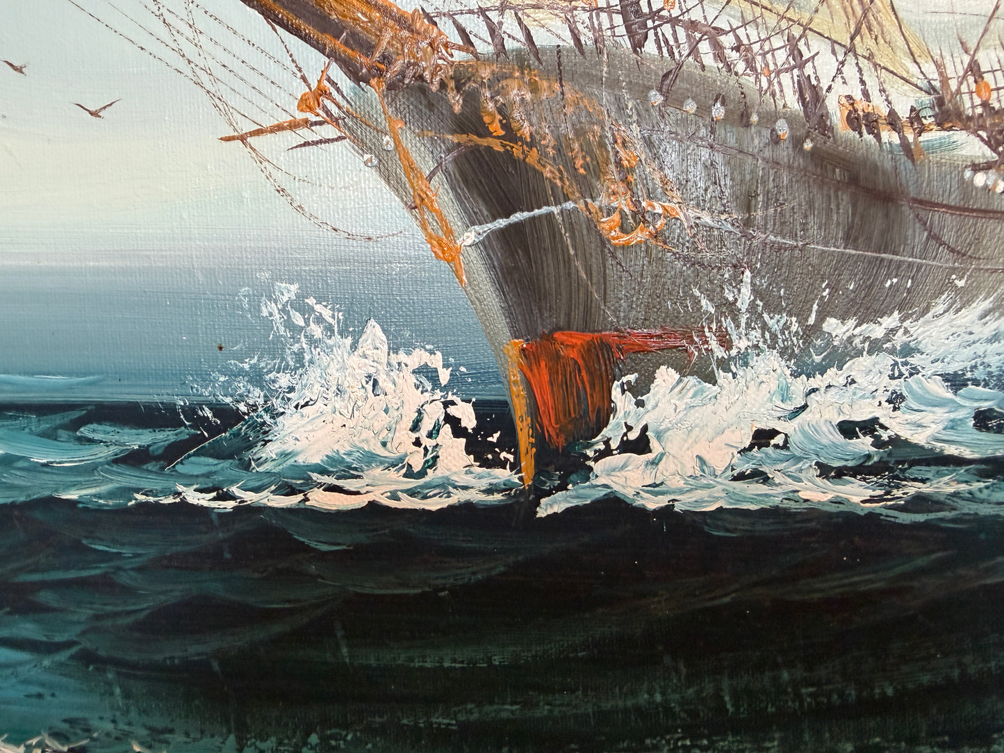 Listed Artist Hewett Jackson Original Oil Painting  Tall Ship Seascape  Framed