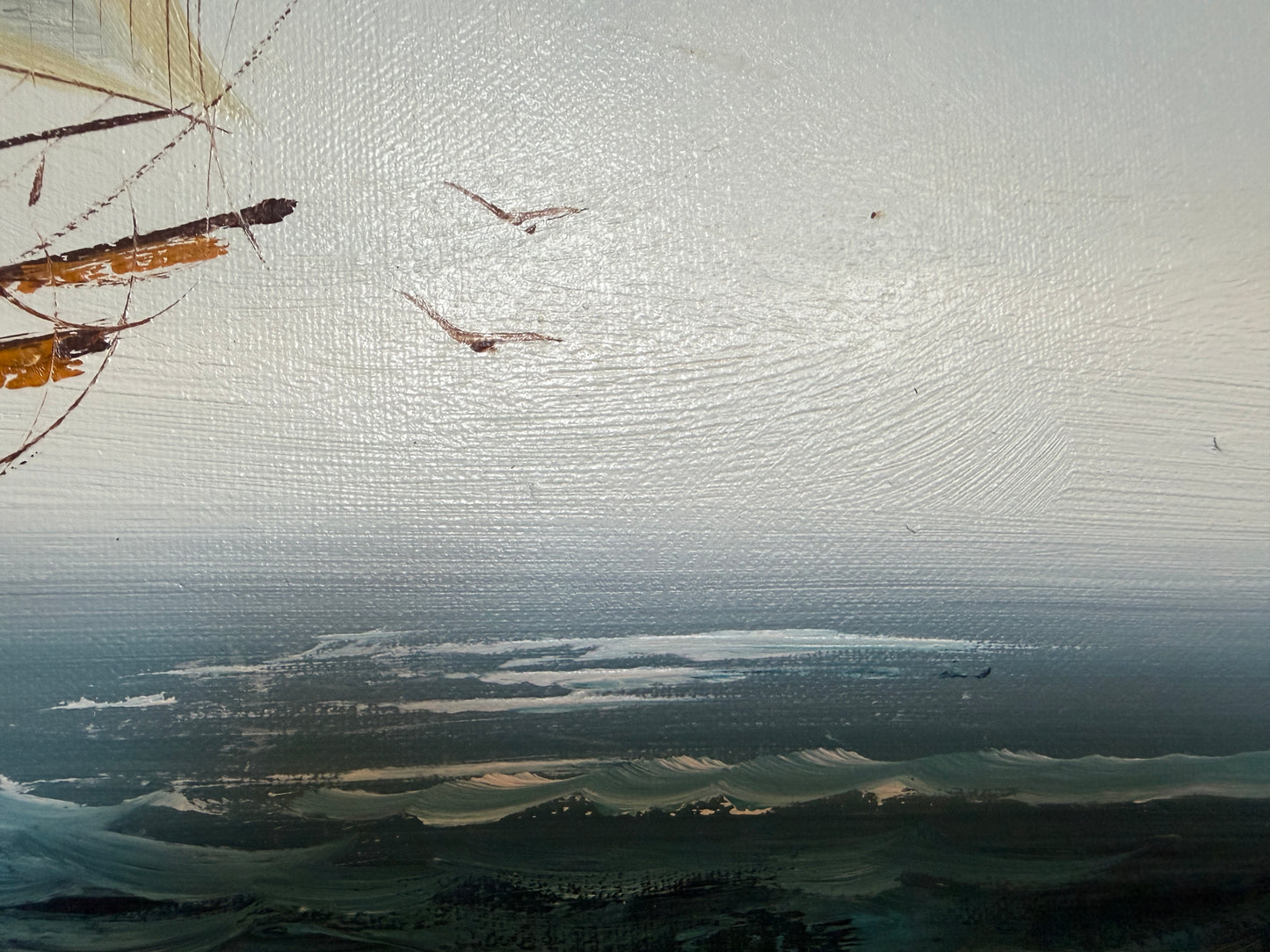 Listed Artist Hewett Jackson Original Oil Painting  Tall Ship Seascape  Framed