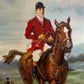 English Fox Hunting Scene Oil Painting on Canvas, Horses & Hounds, Signed