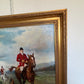 English Fox Hunting Scene Oil Painting on Canvas, Horses & Hounds, Signed