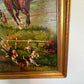 English Fox Hunting Scene Oil Painting on Canvas, Horses & Hounds, Signed