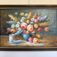 Large Floral Still Life Original Oil Painting on canvas Signed W. Adams Framed