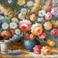 Large Floral Still Life Original Oil Painting on canvas Signed W. Adams Framed