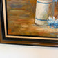 Large Floral Still Life Original Oil Painting on canvas Signed W. Adams Framed