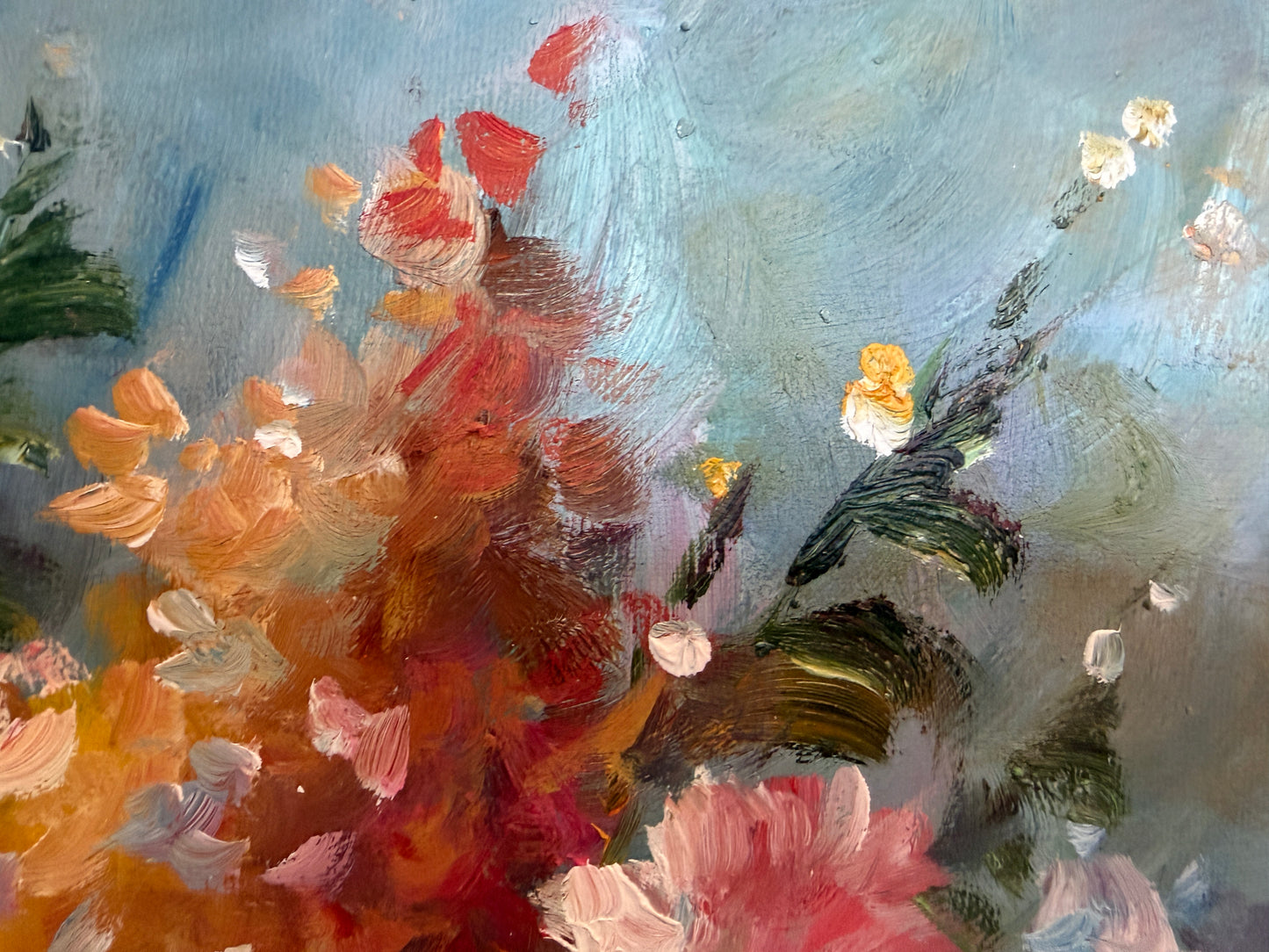 Large Floral Still Life Original Oil Painting on canvas Signed W. Adams Framed