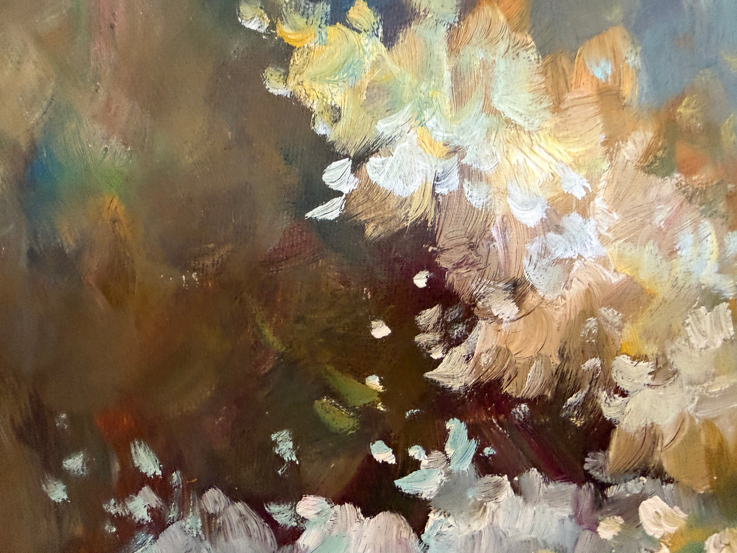 Large Floral Still Life Original Oil Painting on canvas Signed W. Adams Framed