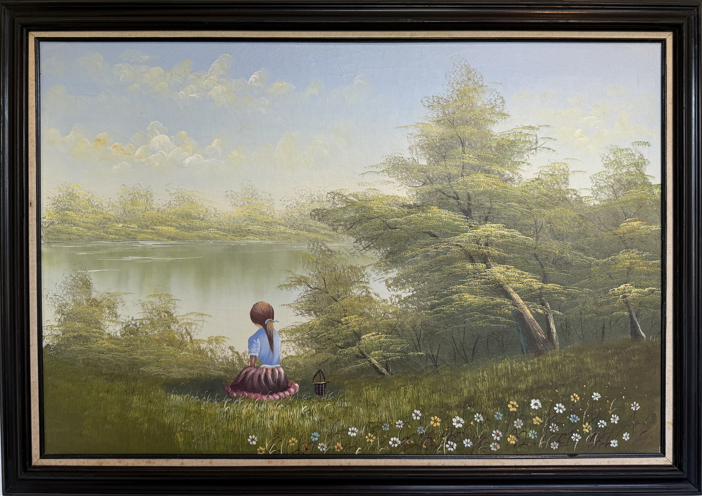 Vintage Original Oil Painting on Canvas, Landscape, Framed Art