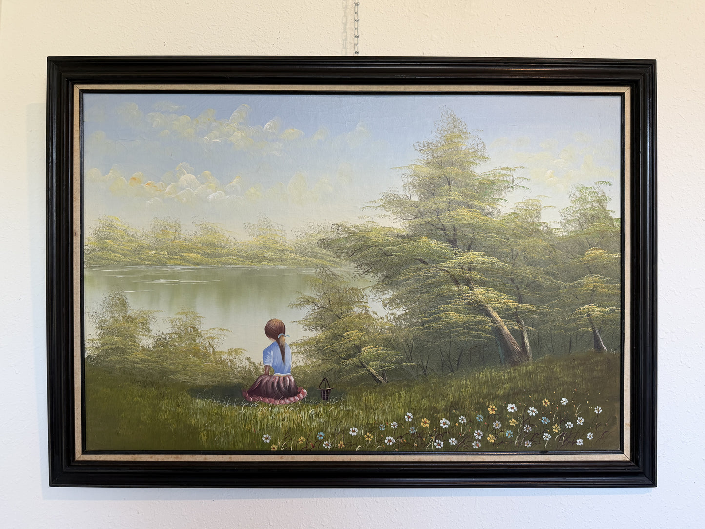 Vintage Original Oil Painting on Canvas, Landscape, Framed Art