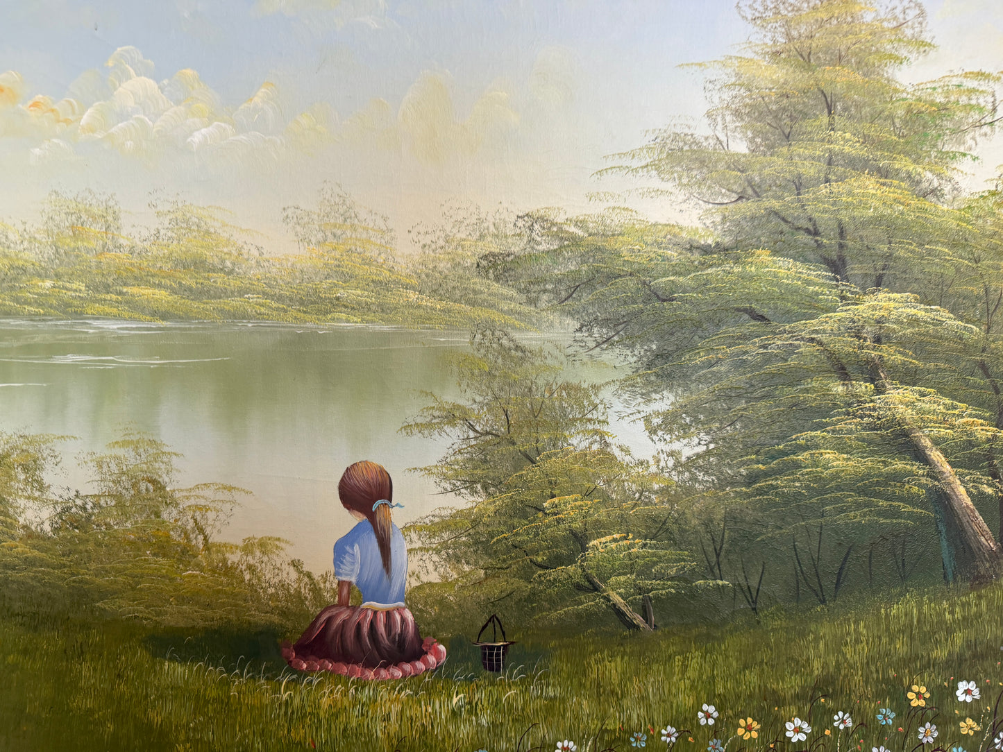 Vintage Original Oil Painting on Canvas, Landscape, Framed Art