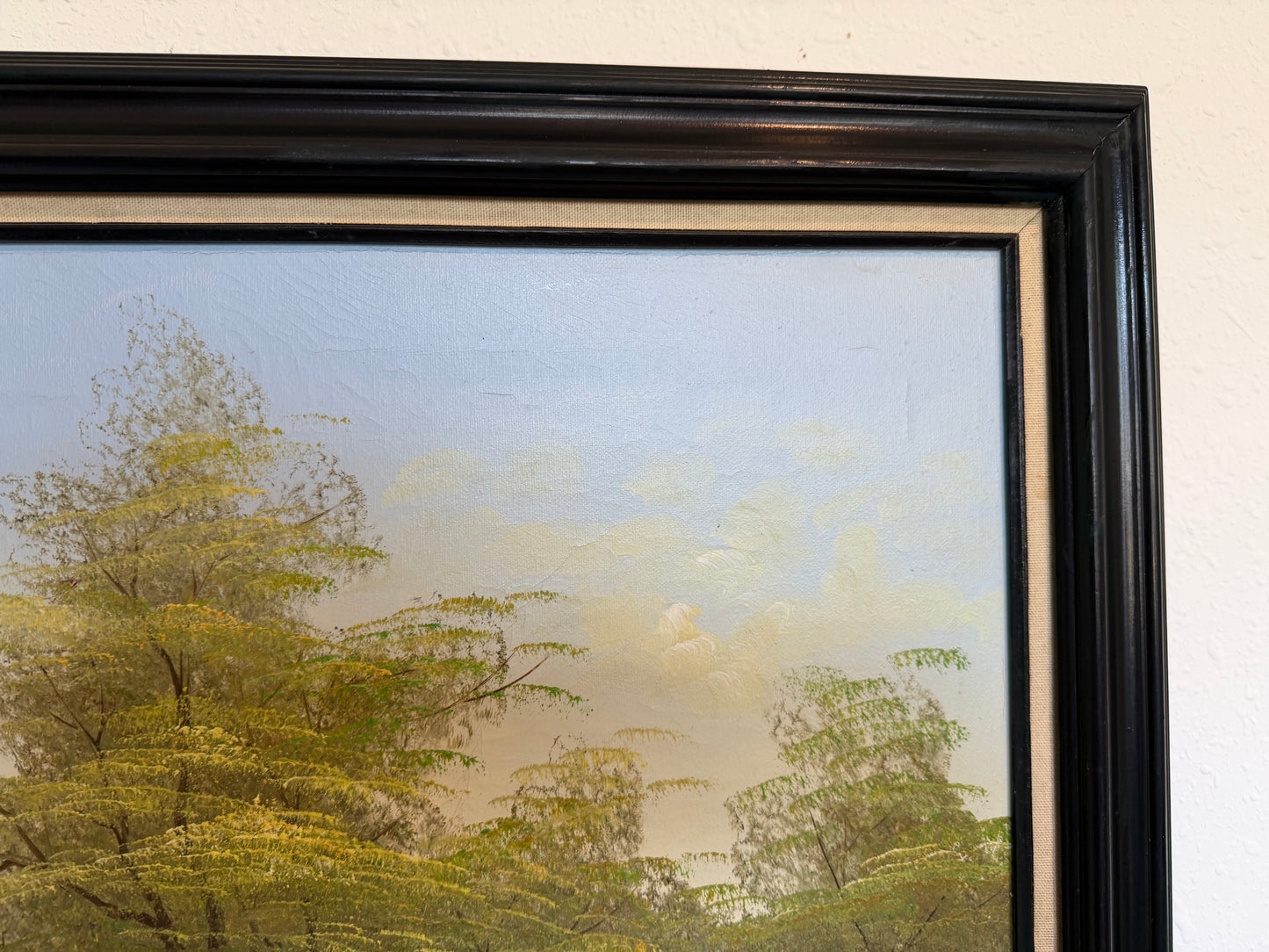 Vintage Original Oil Painting on Canvas, Landscape, Framed Art
